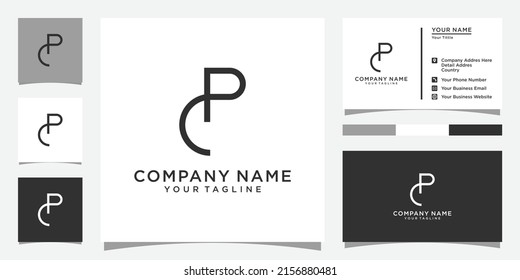 PC or CP letter logo design vector