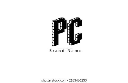 PC CP P C abstract vector logo monogram template