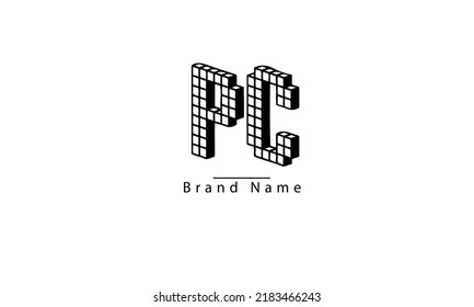 PC CP P C abstract vector logo monogram template