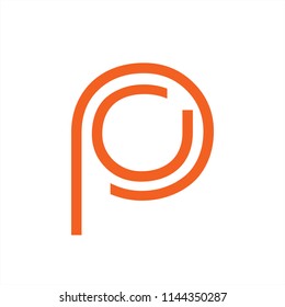 pc, cp, po, op simple initials line art for company logo