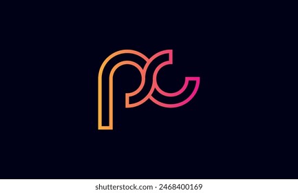 PC Creative und modernes PC-Logo. Initial Letter PC Logo Design auf schwarzem Hintergrund.