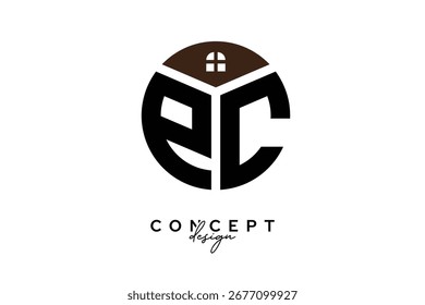 Diseño de concepto de logotipo de monograma de bienes raíces creativo de PC en forma de círculo