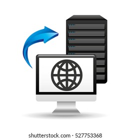 pc data base globe arrow vector illustration eps 10