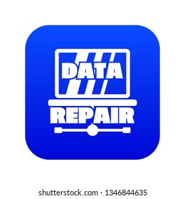 Pc data repair icon blue vector isolated on white background