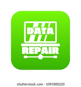 Pc data repair icon green vector isolated on white background