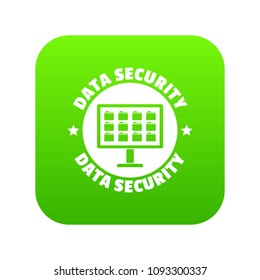 Pc data security icon green vector isolated on white background