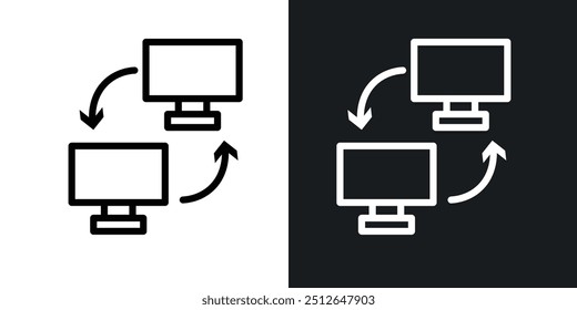 PC data transfer icon in black and white colors