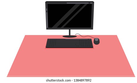 Pc in desk isolated vector illustration