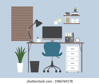ilustración de espacio de trabajo de escritorio para PC