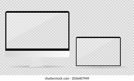 Pc desktop computer isolated on transparent background ,  Flat Modern design , Illustration Vector  EPS 10