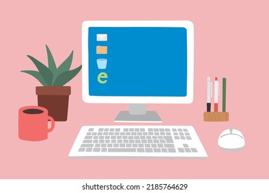 PC desktop icon  background pink