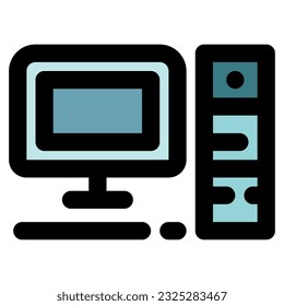 pc desktop icon vector illustration of personal computer logo icon screen monitor and cpu