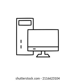PC Desktop, personal computer Icon in black line style icon, style isolated on white background