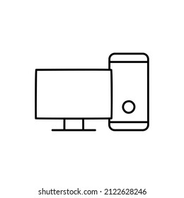 PC Desktop, personal computer Icon in black line style icon, style isolated on white background