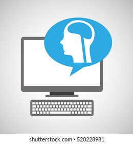 pc device medical concept head brain vector illustration eps 10