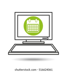 pc device network calendar media icon vector illustration eps 10