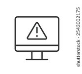 PC errors, icon in line design. PC, errors, computer, problem, crash, malfunction, issue on white background vector. PC errors editable stroke icon