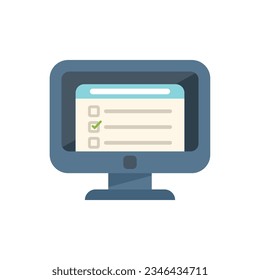 Pc exam study icon flat vector. Final homework. Work test isolated