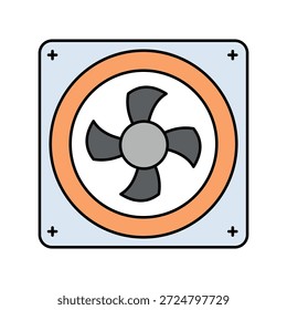Icono de ventilador de PC con fondo blanco Vector Ilustración de stock
