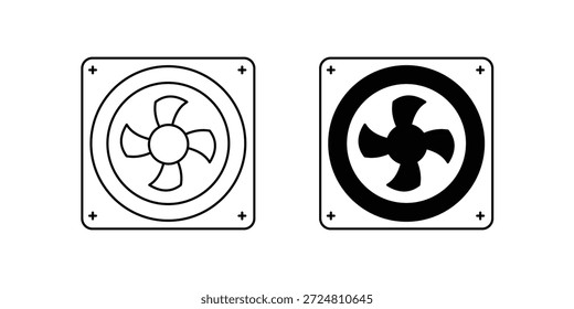 ícone de conjunto de ventiladores de pc com fundo branco vetor ilustração stock