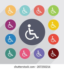 pc, flat icons set. Round colorful buttons. Vector