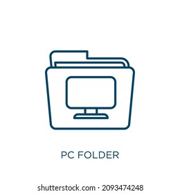 pc folder icon. Thin linear pc folder outline icon isolated on white background. Line vector pc folder sign, symbol for web and mobile