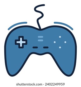 PC Game Controller with Wire vector Gamepad concept colored icon or symbol
