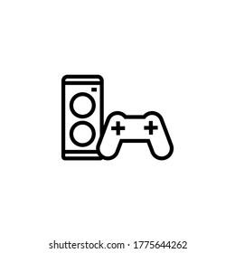 Pc game icon  in black line style icon, style isolated on white background