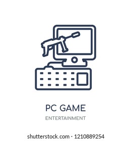 Pc game icon. Pc game linear symbol design from Entertainment collection.