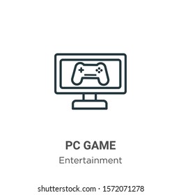 Pc game outline vector icon. Thin line black pc game icon, flat vector simple element illustration from editable entertainment concept isolated on white background