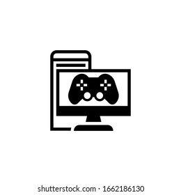 Pc game vector icon in black solid flat design icon isolated on white background
