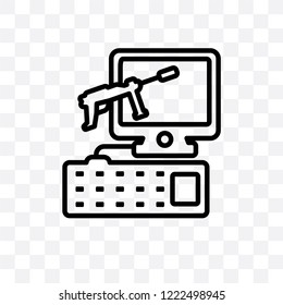 Pc game vector linear icon isolated on transparent background, Pc game transparency concept can be used for web and mobile