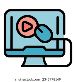 Pc gameplay icon outline vector. Gold element. Computer treasure color flat