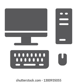 Pc glyph icon, technology and computer, desktop sign, vector graphics, a solid pattern on a white background, eps 10.