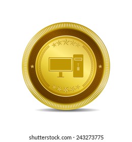 PC Golden Vector Icon Button