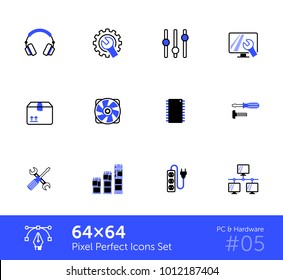 PC & Hardware icons. Pixel Perfect icons 64x64. 