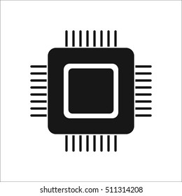 PC hardware processor symbol sign silhouette icon on background