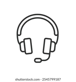 Auriculares de la PC, icono en diseño de línea. Auriculares, PC, audio, sonido, auriculares, música, auriculares en el Vector de fondo blanco. Icono de carrera editable de los auriculares de PC