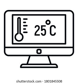 Icono de control del climatizador interno de Pc. Esquema pc control del clima doméstico icono vector de diseño web aislado en fondo blanco