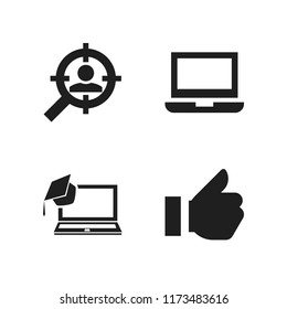 pc icon. 4 pc vector icons set. search, like and laptop icons for web and design about pc theme
