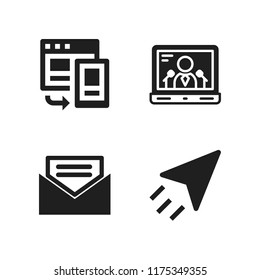 pc icon. 4 pc vector icons set. open email, responsive and send icons for web and design about pc theme