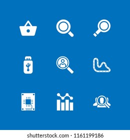 pc icon. 9 pc set with search, graphic, circuit and usb vector icons for web and mobile app