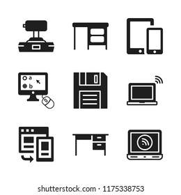 pc icon. 9 pc vector icons set. online test, desk and desktop icons for web and design about pc theme