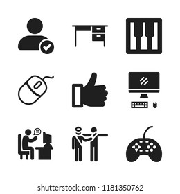 pc icon. 9 pc vector icons set. scanner, desktop and user verification interface symbol icons for web and design about pc theme
