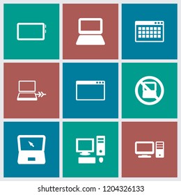 Pc icon. collection of 9 pc filled icons such as no laptop, laptop, laptop connection, tablet. editable pc icons for web and mobile.