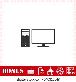 PC icon flat. Simple vector symbol and bonus icon