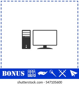 PC icon flat. Simple vector symbol and bonus icon