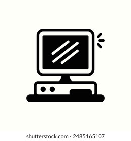 icono de pc, gadget de tema de icono de glifo aislado