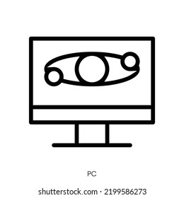 PC-Symbol. Line Art Design einzeln auf weißem Hintergrund