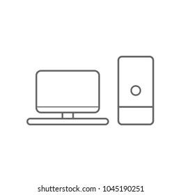 PC icon. Monitor, system unit and keyboard. Vector.
